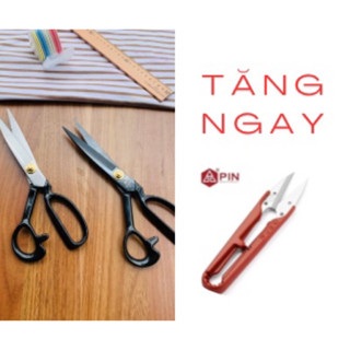 Kéo cắt vải chất lượng cao (hãng Pin), Kéo cắt may chuyên nghiệp lưỡi thép không rỉ Tặng 1 kéo bấm chỉ khi mua kéo