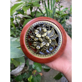Lư xông đốt trầm hương - lư gỗ hương nắp kim loại xông trầm hương nguyên khối
