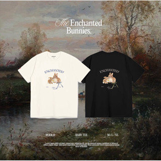Áo baby tee cotton cổ tròn ENCHANTED BUNNY đính nơ thỏ By Jolie Byjolievn