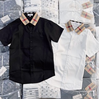 Áo sơ mi nam tay ngắn vải lụa mềm mịn thoáng mát phối họa tiết BBR mới đẹp siêu xịn chuẩn hàng shop Thành_Store