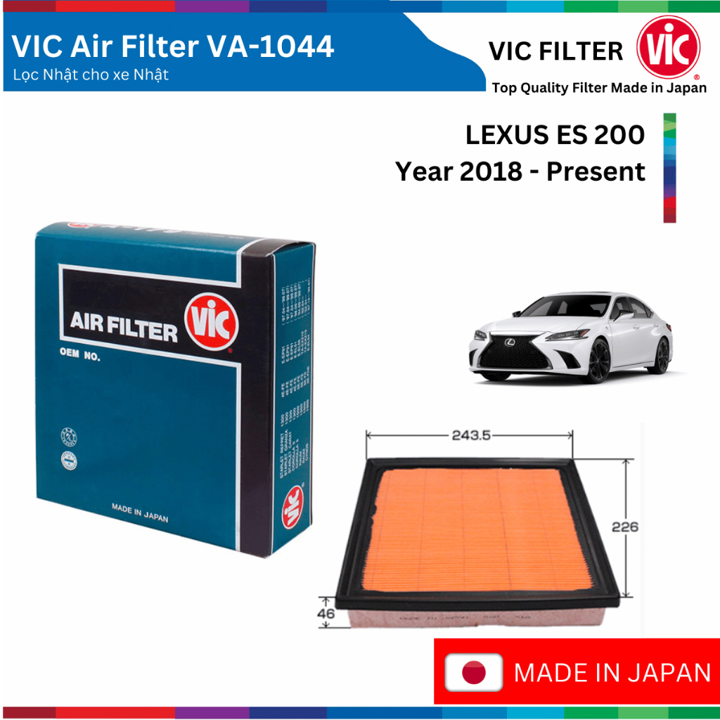 Lọc gió động cơ VIC Air Filter, LEXUS ES 200 đời xe 2018 đến nay