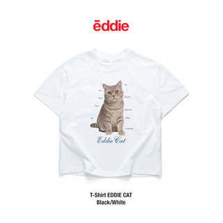Áo thun unisex nam nữ Eddie Cat vintage form rộng 100% cotton 250gsm