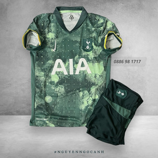 Bộ quần áo đá banh, áo bóng đá clb tottenham mùa 24/25 màu rêu - vải mè thái cao cấp