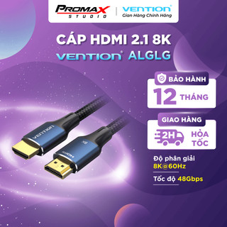 Cáp HDMI 2.1 VENTION ALG 8K (8K@60Hz & 4K@120Hz, Cotton Braided)