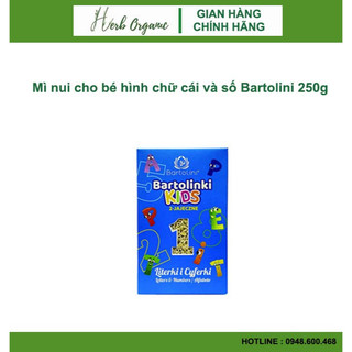 Mì nui cho bé hình chữ cái và số Bartolini 250g