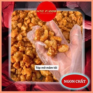 Tóp mỡ mắm tỏi, tép mỡ liền da chiên giòn, tốp mỡ chiên giòn rụm, ráo dầu, 250g/500g, HTC Foods