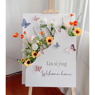 [Bảng Trắng - KO IN Chữ] Bảng hộp welcome để cắm hoa + Bảng cưới, bảng chào, bảng đón khách để cổng, trang trí đám cưới
