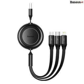 Cáp Sạc Baseus 3.5A 3 Trong 1 Đầu Micro + Type C + Lightning Hỗ Trợ Truyền Dữ Liệu Có Thể Thu Lại Tiện Dụng