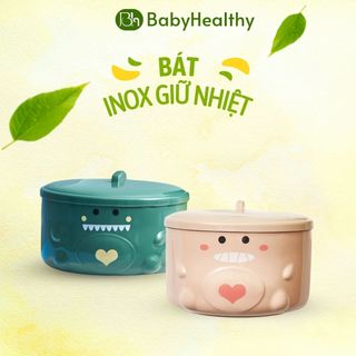 Bát inox khủng long giữ nhiệt, úp mì, cho bé ăn cháo