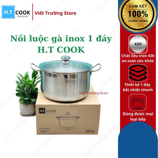 Nồi luộc gà inox 430 bếp từ 1 đáy ht cook sử dụng được mọi loại bếp