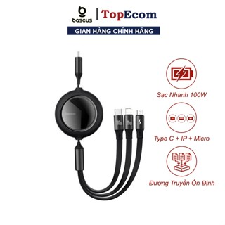 Cáp Sạc Nhanh 3 trong 1 Baseus Bright Mirror 2 Dây Rút 100W, Đầu Vào Type C 1.1m