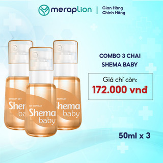 Combo 3 Xịt rôm sảy hăm tã SHEMA BABY 50ml hỗ trợ giảm rôm sảy, hăm tã giúp làm mềm bảo vệ da cho bé