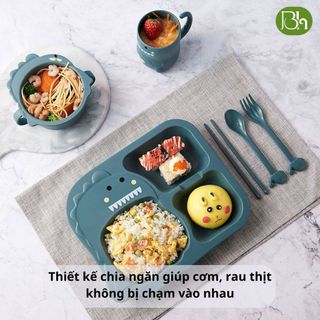 Bát ăn dặm lúa mạch hình khủng long cho bé