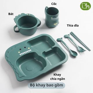 Bát ăn dặm lúa mạch hình khủng long cho bé