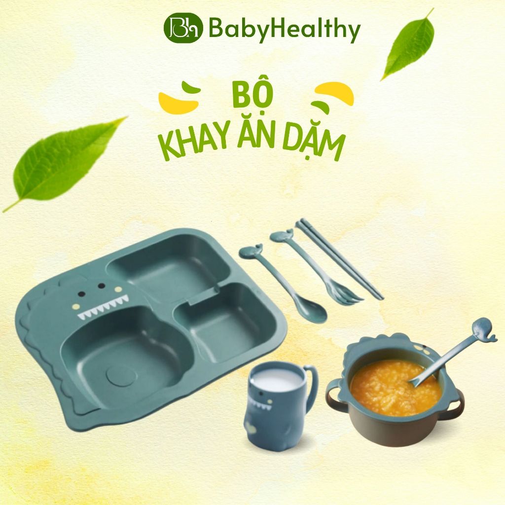 Bát ăn dặm lúa mạch hình khủng long cho bé