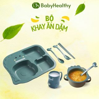 Khay ăn dặm lúa mạch hình khủng long cho bé