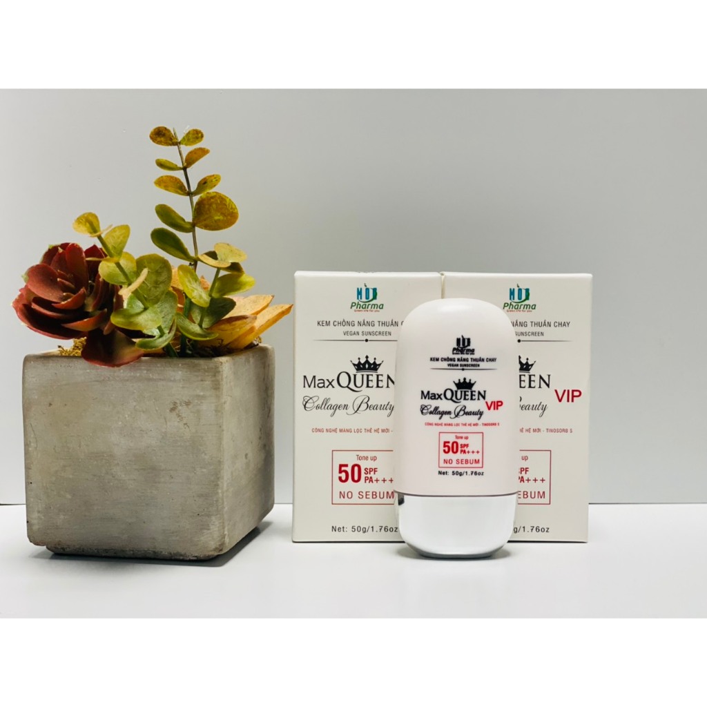 Kem chống nắng Max Queen dưỡng da thuần chay Vip, ngăn ngừa tác hại của tia UV, giúp bảo vệ da (Hộp 