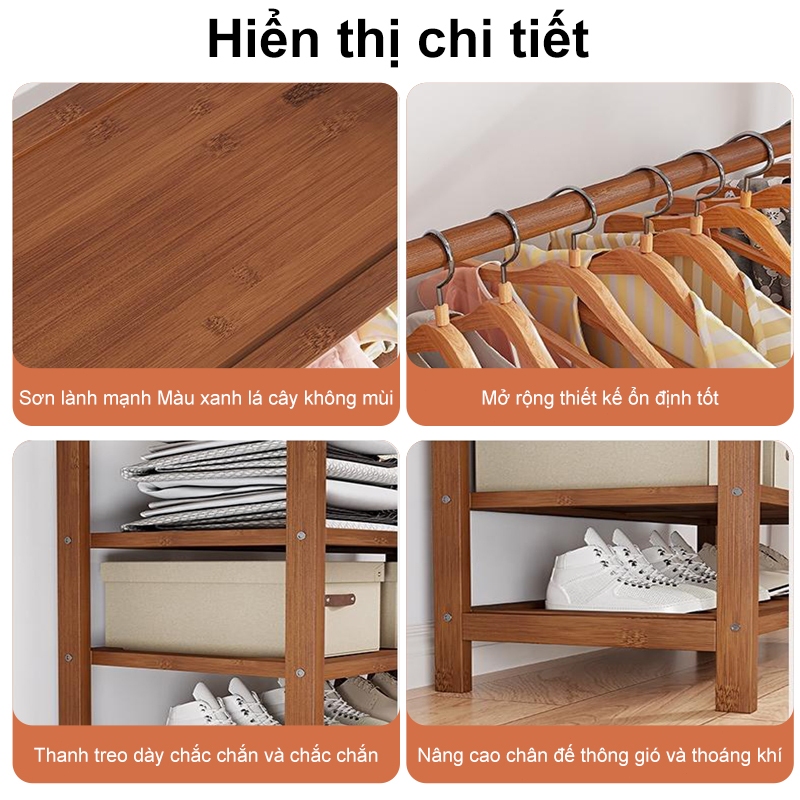 LACCOHUG Kệ Treo Quần Áo Tre Giá Treo Quần Áo Chữ Tầng Chống Mối Mọt Chịu Tải Tốt | BigBuy360 - bigbuy360.vn