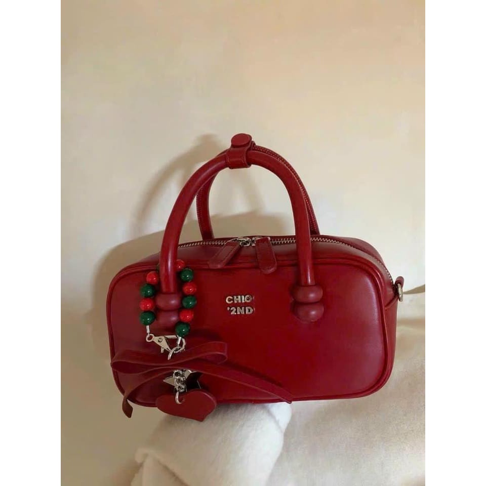 {hàng sẵn}Túi nữ 2 quai kèm dây đeo chéo Chio size 20 kèm charm da đẹp