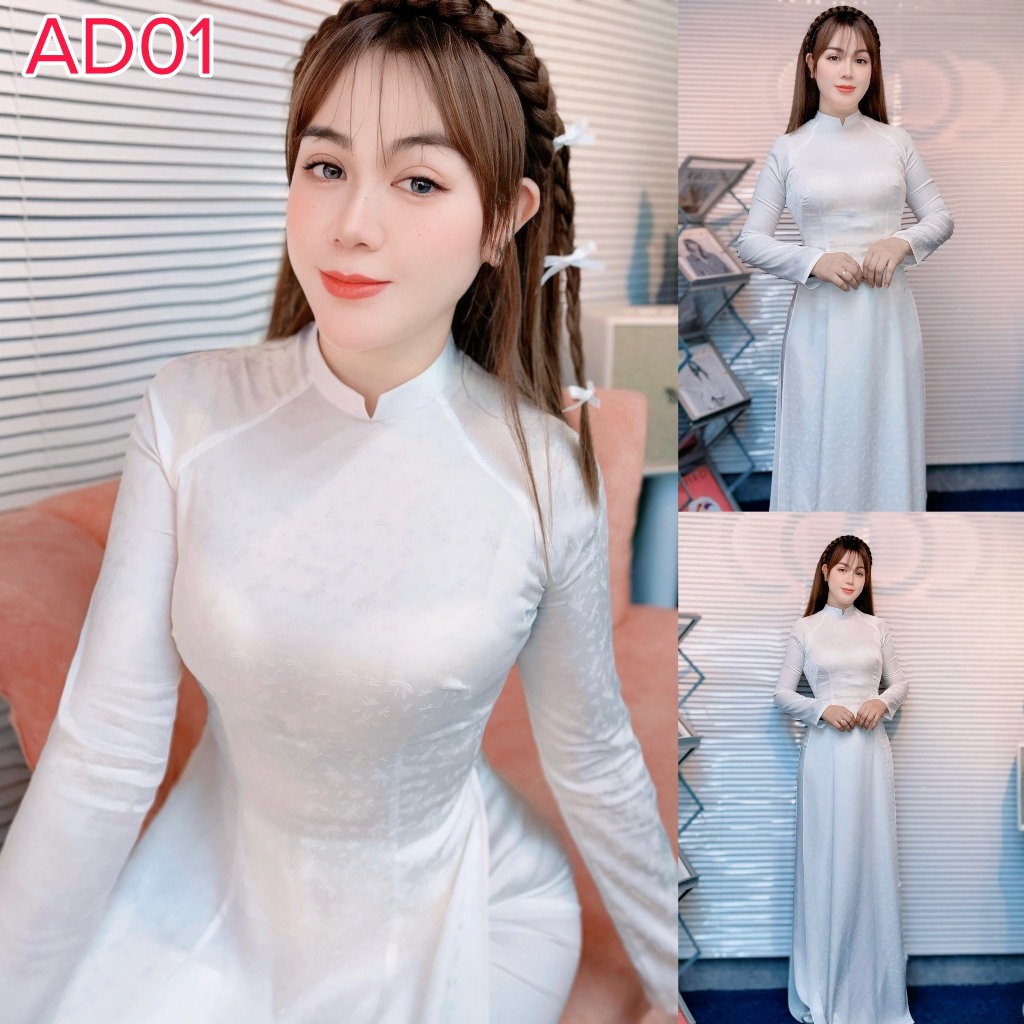 ÁO DÀI GẤM TRUYỀN THỐNG , HỌC SINH - AD01