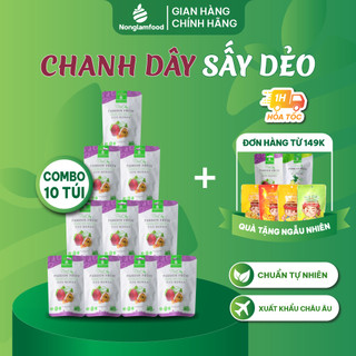 Combo 10 túi Chanh Dây sấy dẻo Nonglamfood 45g | Healthy Snack | Trái cây sấy dẻo tốt cho sức khỏe