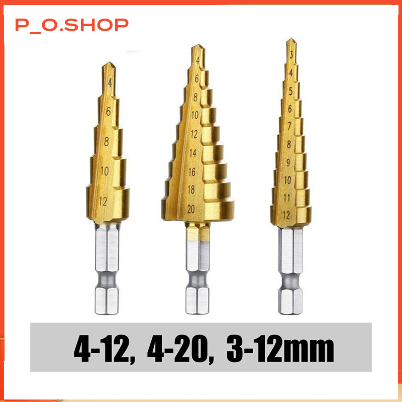 【🔥Rẻ】Bộ 3 Mũi Khoan Thông Dụng Phủ Titan HSS, Dụng Cụ Điện 3-12Mm 4-12Mm 4-20Mm