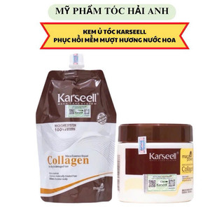 Kem ủ tóc Karseell Maca Power Collagen 500ml phục hồi hư tổn Hấp ủ tóc thẳng mượt bổ xung collagen 500ml