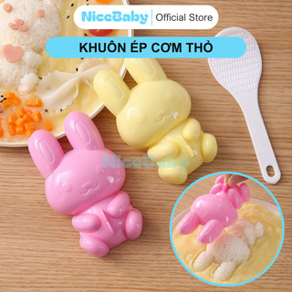 Khuôn ép cơm thỏ kèm vá cho bé ăn dặm bento tạo hình cơm nicebaby