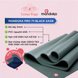 Thảm tập yoga manduka pro71 6mm cao cấp - black sage