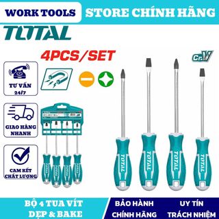 Đồ nghề total bộ 4 tua vít dẹp & bake tht250604