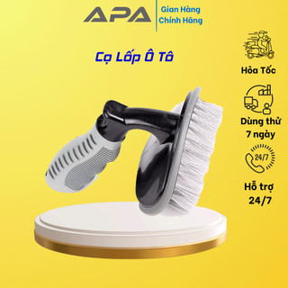 Bàn chải cọ lốp xe ô tô xe hơi, Cán Cao Su Chắc Chắn, mặt bàn chải cong ôm sát bánh khi cọ