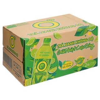 Thùng 24 chai trà xanh không độ vị chanh 455ml