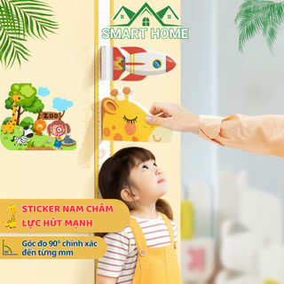 Thước đo chiều cao cho bé dán tường, thước dây dán tường đầu đo 3d hút nam châm smart home - td01