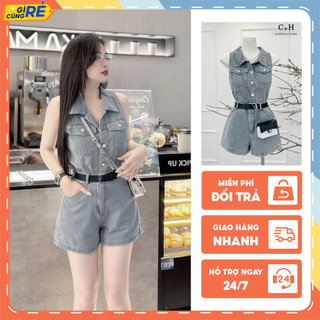Set Yếm Bò nữ rời Áo sát nách mùa hè phối quần Short jean ngắn Tặng kèm đai C&H Clothing