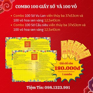 100 Sớ cầu siêu/ vu lan rằm tháng 7 in sẵn kèm vỏ sớ đẹp