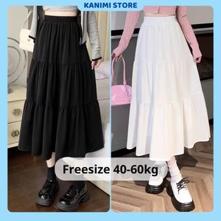 Chân váy dài qua gối chất đẹp nhất ngành - chân váy midi 3 tầng chất voan mềm đẹp Kanimi - CV10