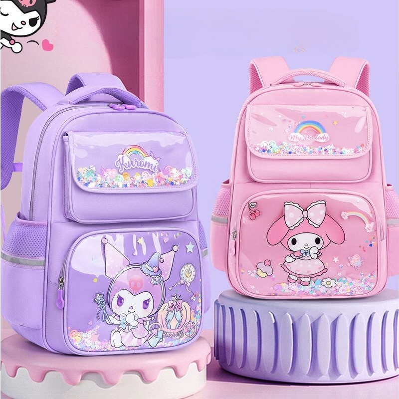 Balo đi học cho bé lớp 1 đến 5 Cặp sách đi học bé gái, trai in hình 3D kurumi cinnamoroll dễ thương
