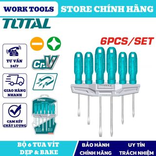 Đồ nghề total bộ 6 tua vít dẹp và bake thtdc250601