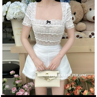Áo cổ vuông ren nơ bigsize new - đã cập nhật ảnh thật bigsize
