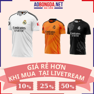 Quần Áo Đá Bóng CLB Real Mùa Mới Nhất 24-25, Đồ Đá Banh Chất Vải Mè Hàn Cao Cấp Thấm Hút Mồ Hôi