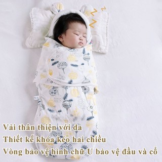 Túi ngủ dành cho trẻ sơ sinh hai lớp chăn trẻ sơ sinh quấn bọc bằng vải bông