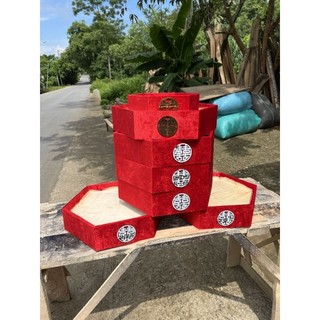 Tráp Lục Giác Cưới Hỏi bọc nhung đỏ