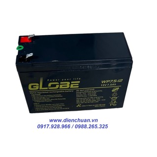 Ắc quy globe 12v 7.5ah wp7.5-12 / globe wp7.5-12