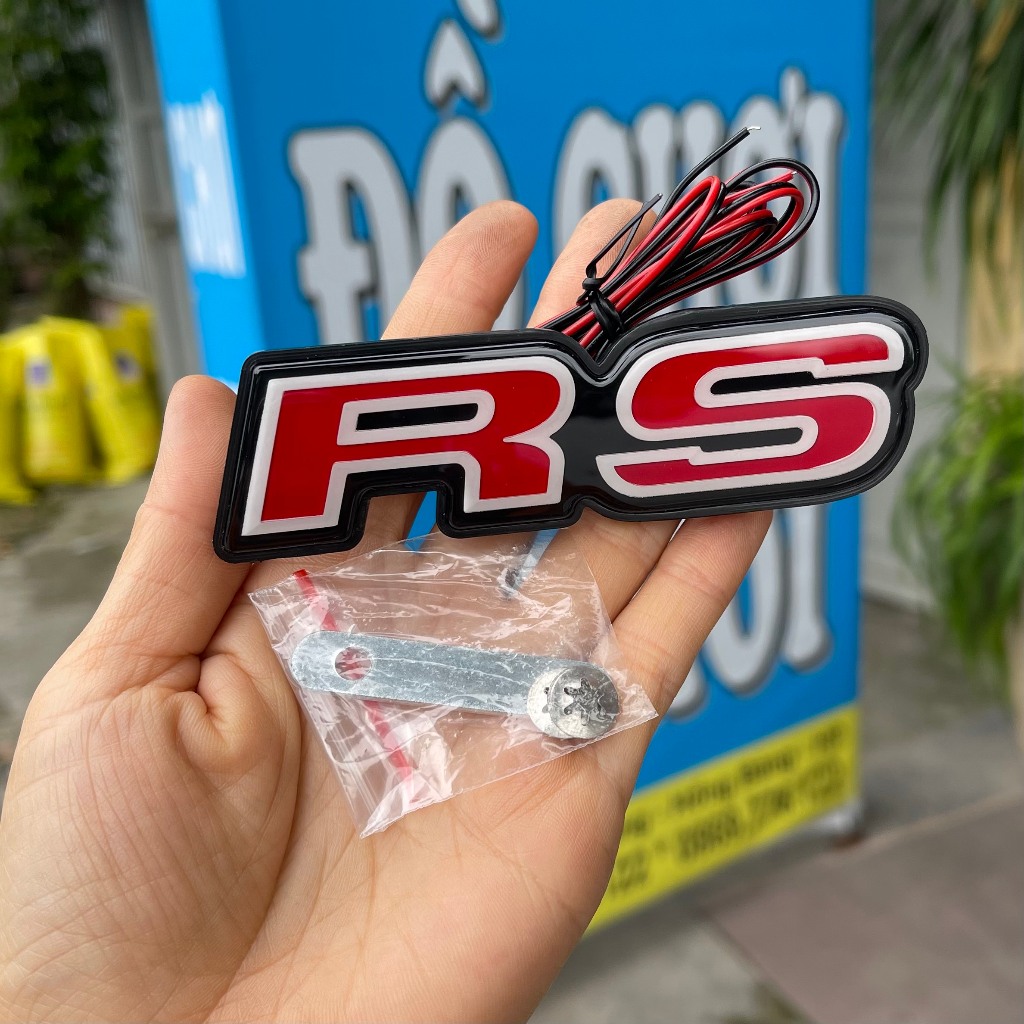 Miếng dán logo RS có đèn led trang trí cho xe hơi, Logo RS led