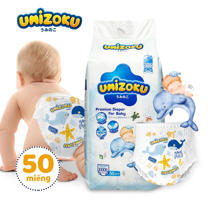 UMIZOKU Bé Unisex Tã Quần Vừa-XXXXL Quần Kéo Lên 50 Chiếc Mềm Thoáng Khí Quần Tã Cho Bé
