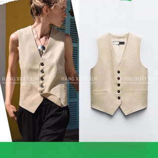 Áo gile nữ Z@R vải linen hàng xuất dư xịn