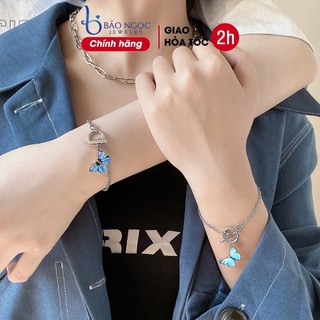 Vòng tay tình bạn mặt hình bướm xanh dương kiểu chất liệu hợp kim bạc phong cách Hàn Quốc XB-L45