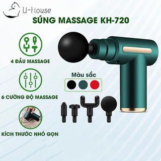  Máy mát xa cầm tay, ﻿máy massage lưng máy massage toàn thân Với 4 Đầu Thay Thế 6 Cấp Độ