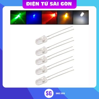 Combo 10 con Led trong 5mm màu đỏ, trắng, xanh dương, xanh lá, vàng, vàng chanh, tím nhạt