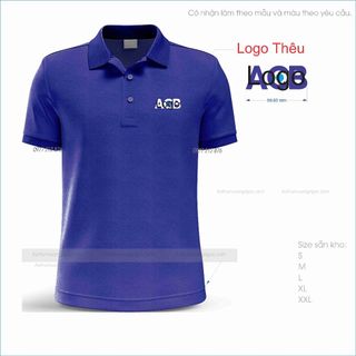 Logo thêu - áo thun xanh a-c-b - đồng phục ngân hàng cao cấp